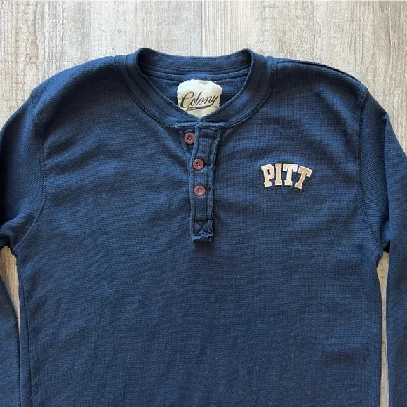 PITT Panthers Navy Blue Thermal Waffle Knit Henley Long Sleeve Shirt XXL - Picture 4 of 8